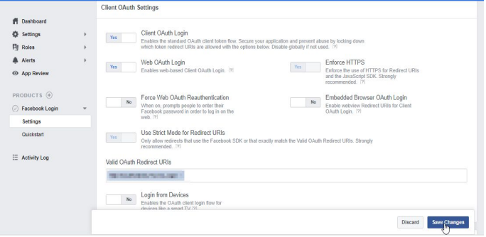 Facebook_sso_Client OAuth Settings