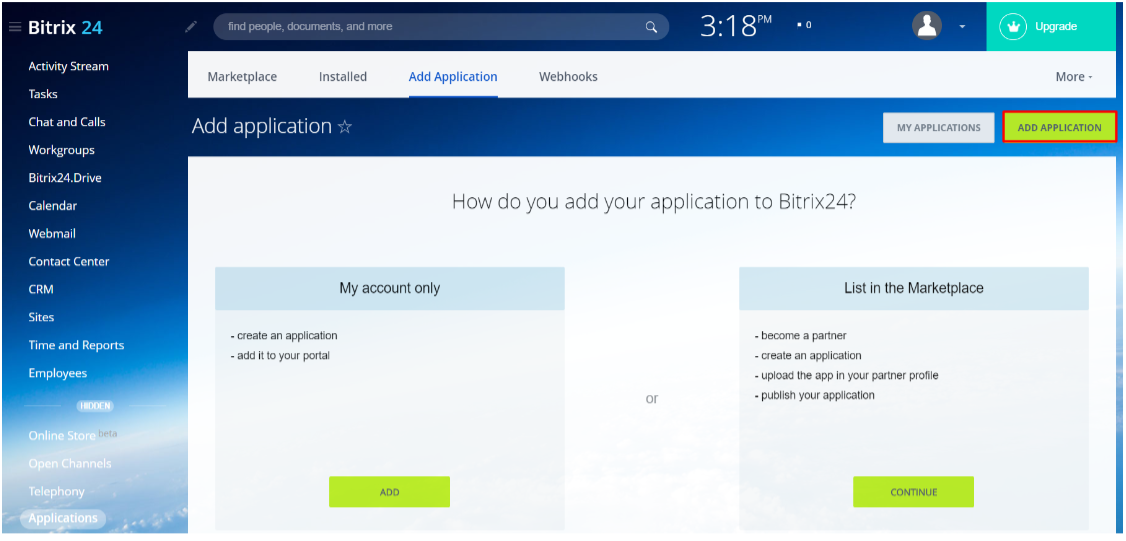 bitrix24 OAuth/OpenId add application