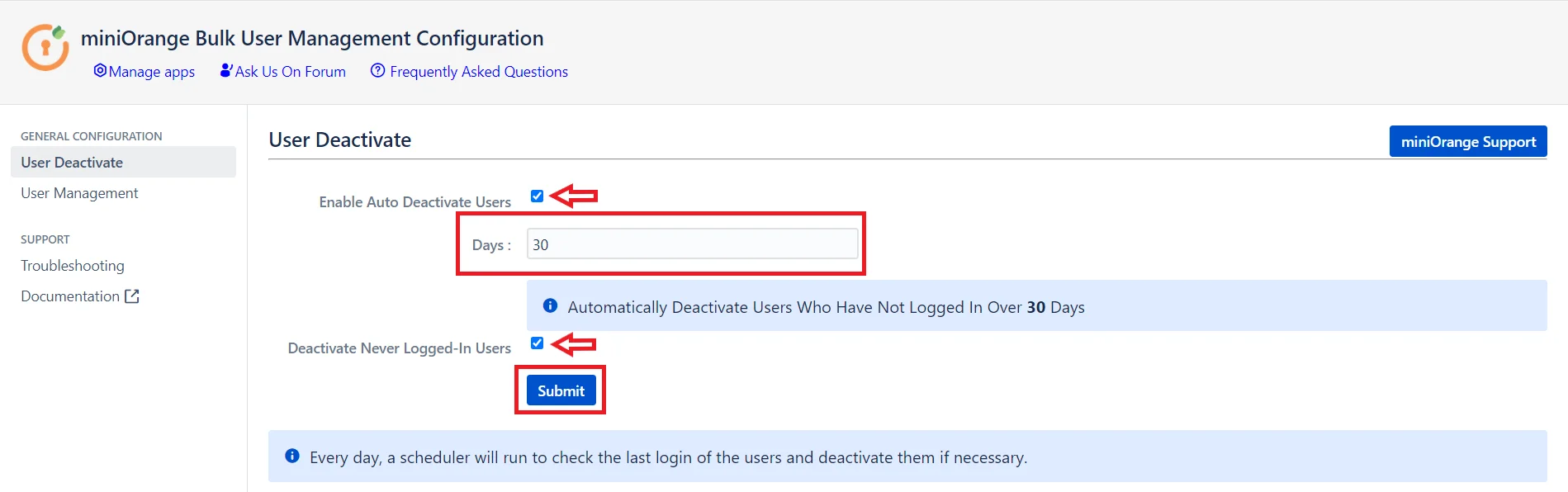 Setup Bulk User Management fo Bitbucket, Bulk management deactivate user