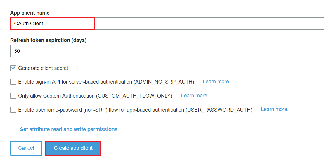 OAuth/OpenID/OIDC Single Sign On (SSO), AWS cognito SSO Login Create app client