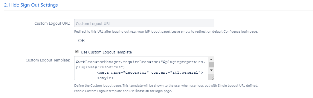 OAuth / OpenID Single Sign On (SSO) into Confluence, Sign Out Settings