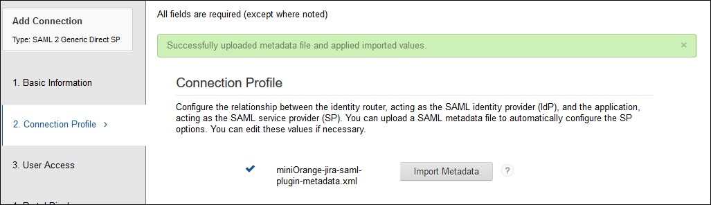 SAML Single Sign On (SSO) using RSA SecureID Identity Provider, Choose Connection Profile