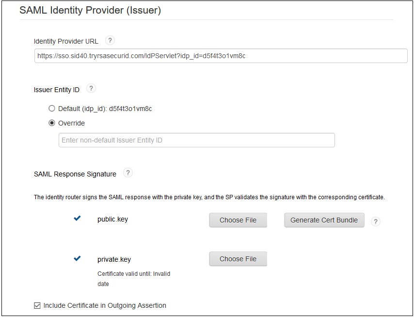 SAML Single Sign On (SSO) using RSA SecureID Identity Provider, SAML Identity Provider