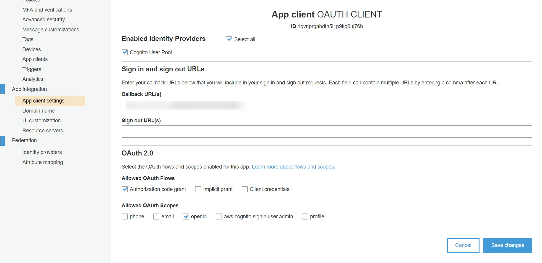 OAuth/OpenID/OIDC Single Sign On (SSO), AWS cognito SSO Login Save changes