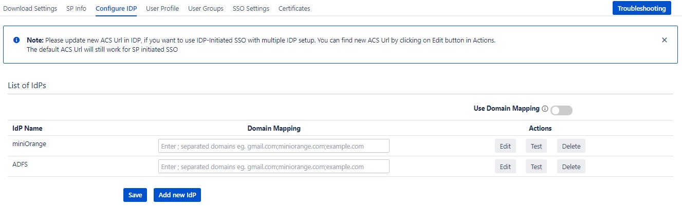 SAML Single Sign On (SSO) into Confluence, Multiple IDP List