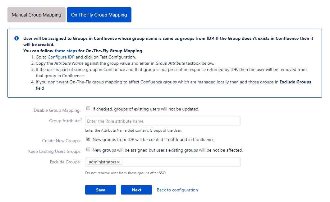 SAML Single Sign On (SSO) into Confluence, confluence sso, saml sso confluence, confluence saml single sign on, On the fly group mapping