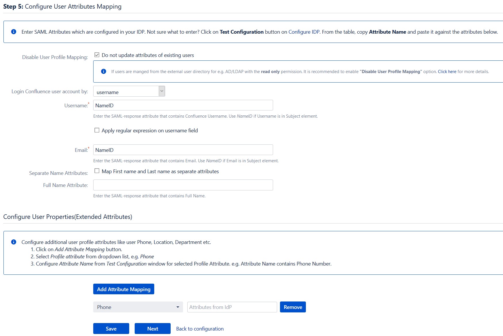 saml sso confluence, confluence saml single sign on, saml single sign on for confluence, User profile attribute mapping