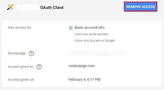 OAuth / OpenID Single Sign On (SSO) using Google Apps, remove access