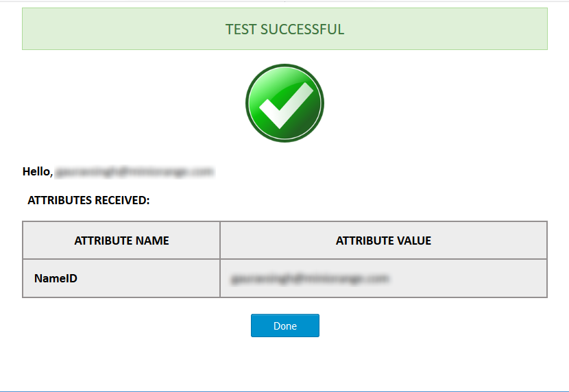 PHP SAML 2.0 authentication connector Successful authentication.