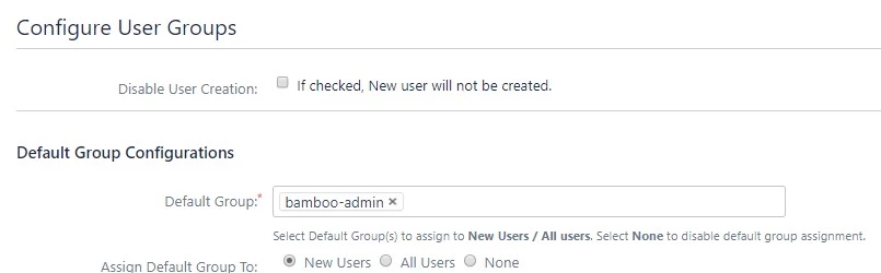 OAuth / OpenID Single Sign On (SSO) into Bamboo Service Provider, Default group configuration