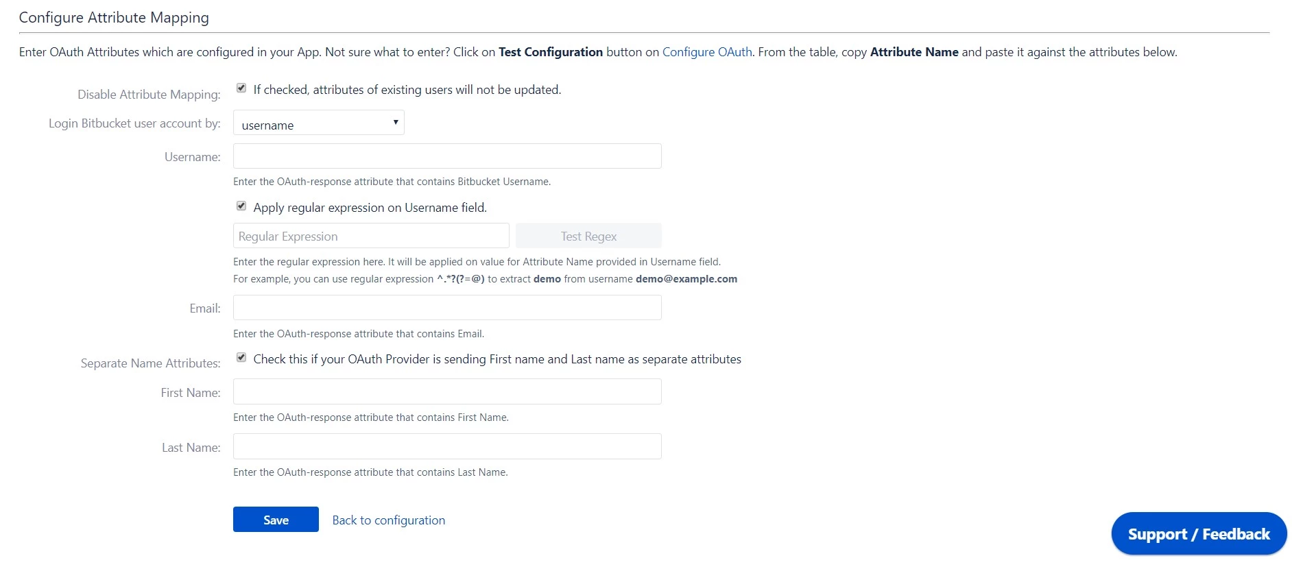 OAuth / OpenID Single Sign On (SSO) into Bitbucket Service Provider, Configure user profile attribute