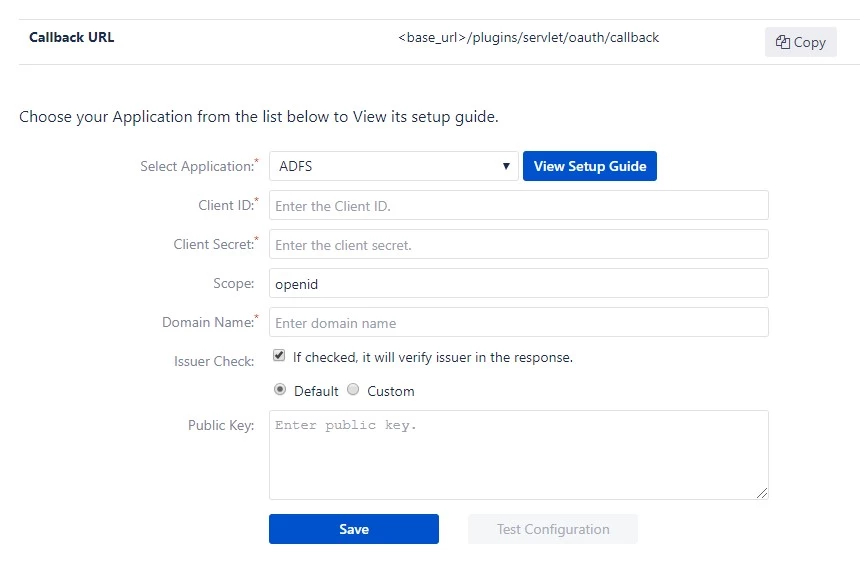 OAuth/OpenID Single Sign On (SSO) into Bitbucket Service Provider, Select AFDS Application