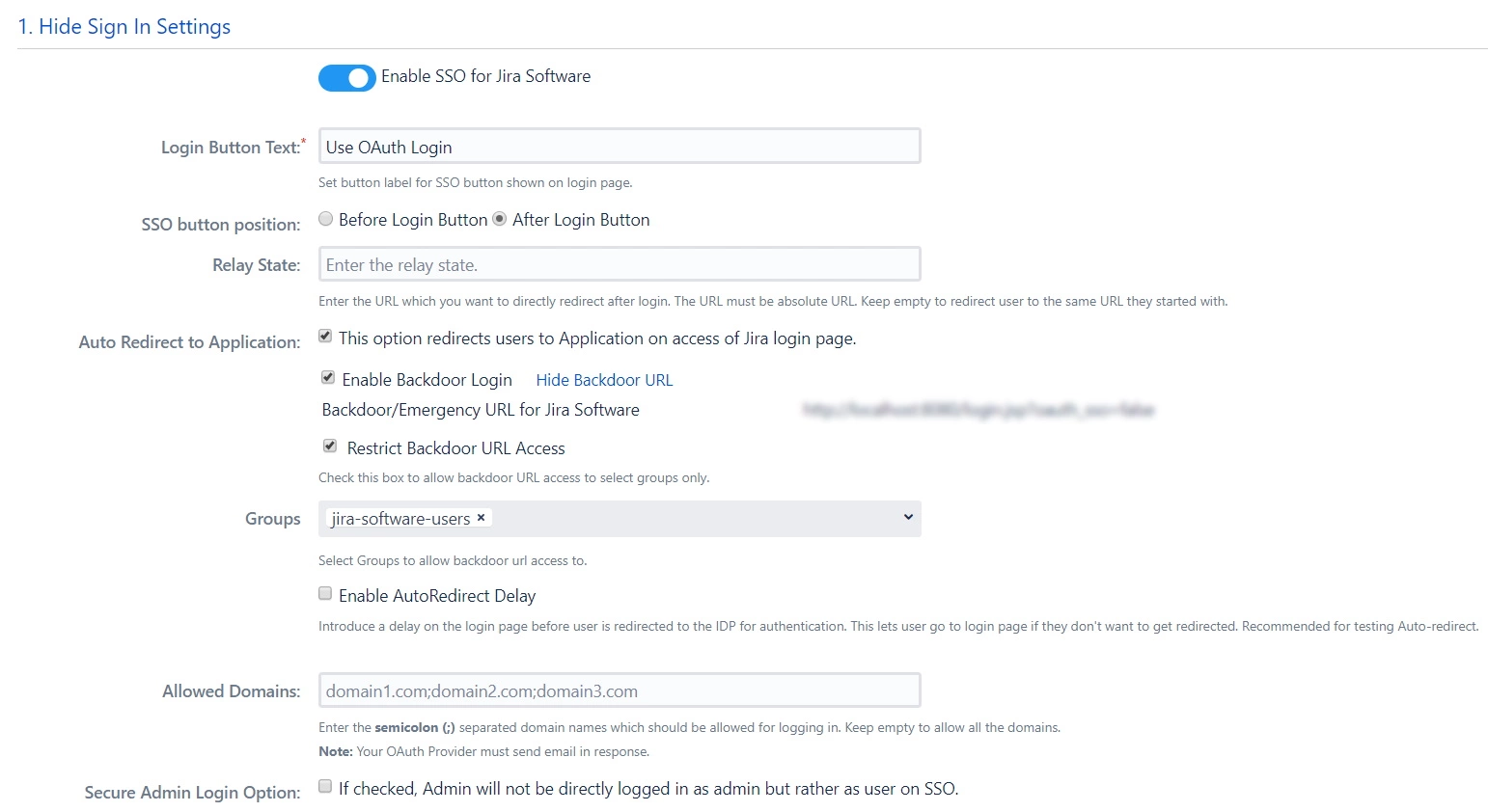 oauth authentication, single sign on loginOAuth / OpenID Single Sign On (SSO) into Jira , Sign In Settings