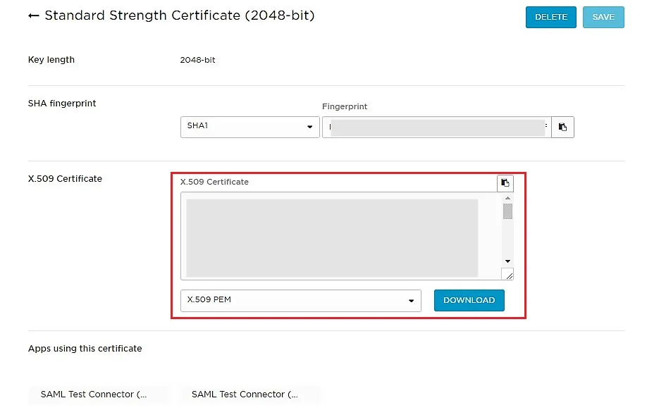 SAML Single Sign On (SSO) using Onelogin Identity Provider,Onelogin SSO login, Configure Application Certificate