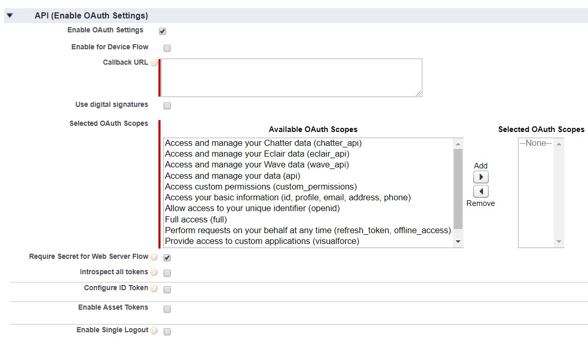 OAuth/OpenID/OIDC Single Sign On (SSO)using Salesforce Identity Provider, Enable OAuth Settings