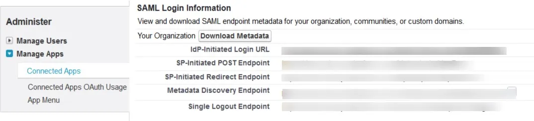 SAML Single Sign on (SSO) using Salesforce Identity Provider, Download Identity Providers metadata