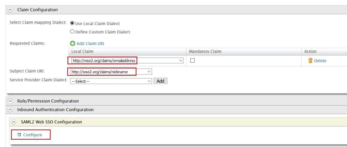 SAML Single Sign On (SSO) using WSO2 as Identity Provider, Claim Configuration