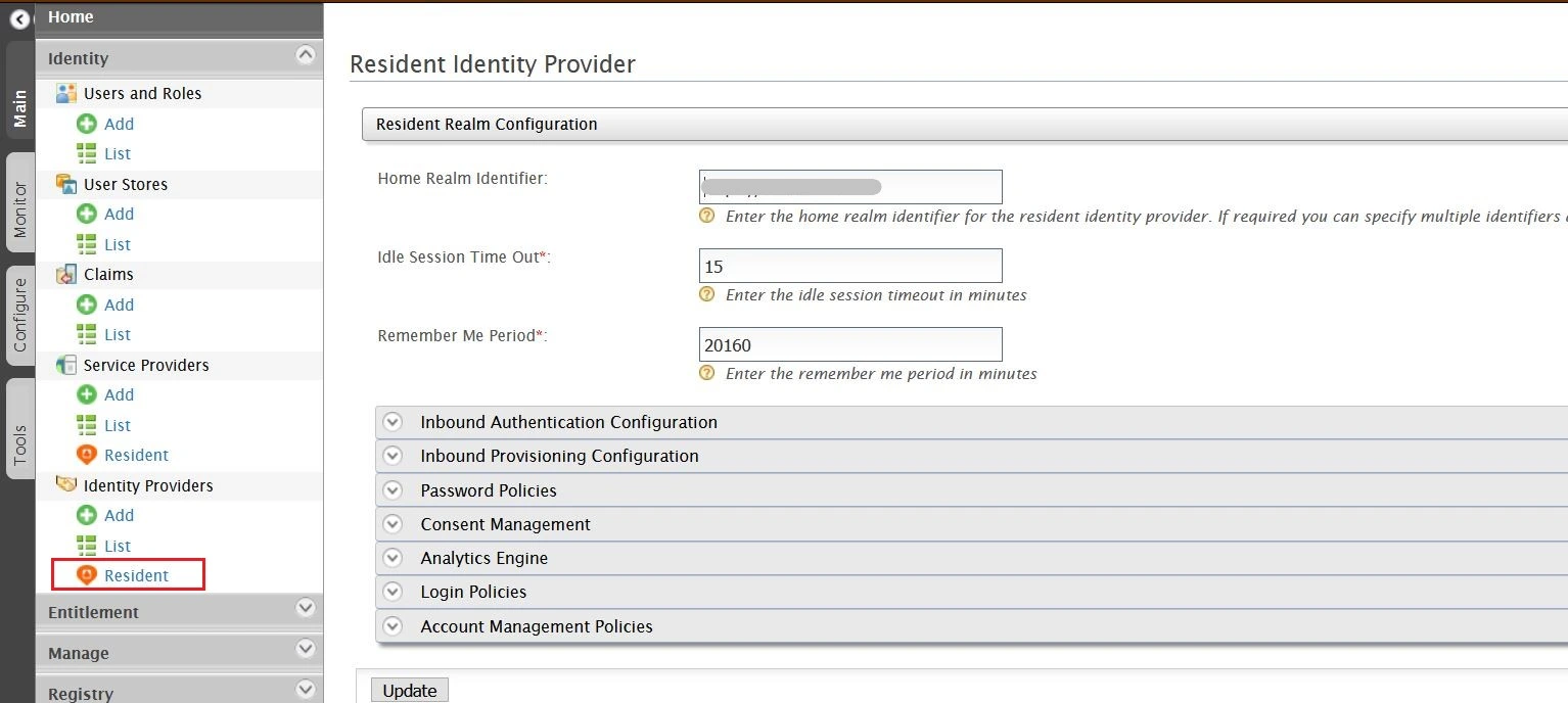 SAML Single Sign On (SSO) using WSO2 as Identity Provider, Set Home Realm Identifier URL