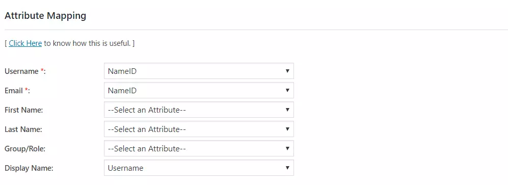 WordPress SAML Single Sign-On (SSO) Login-attribute mapping