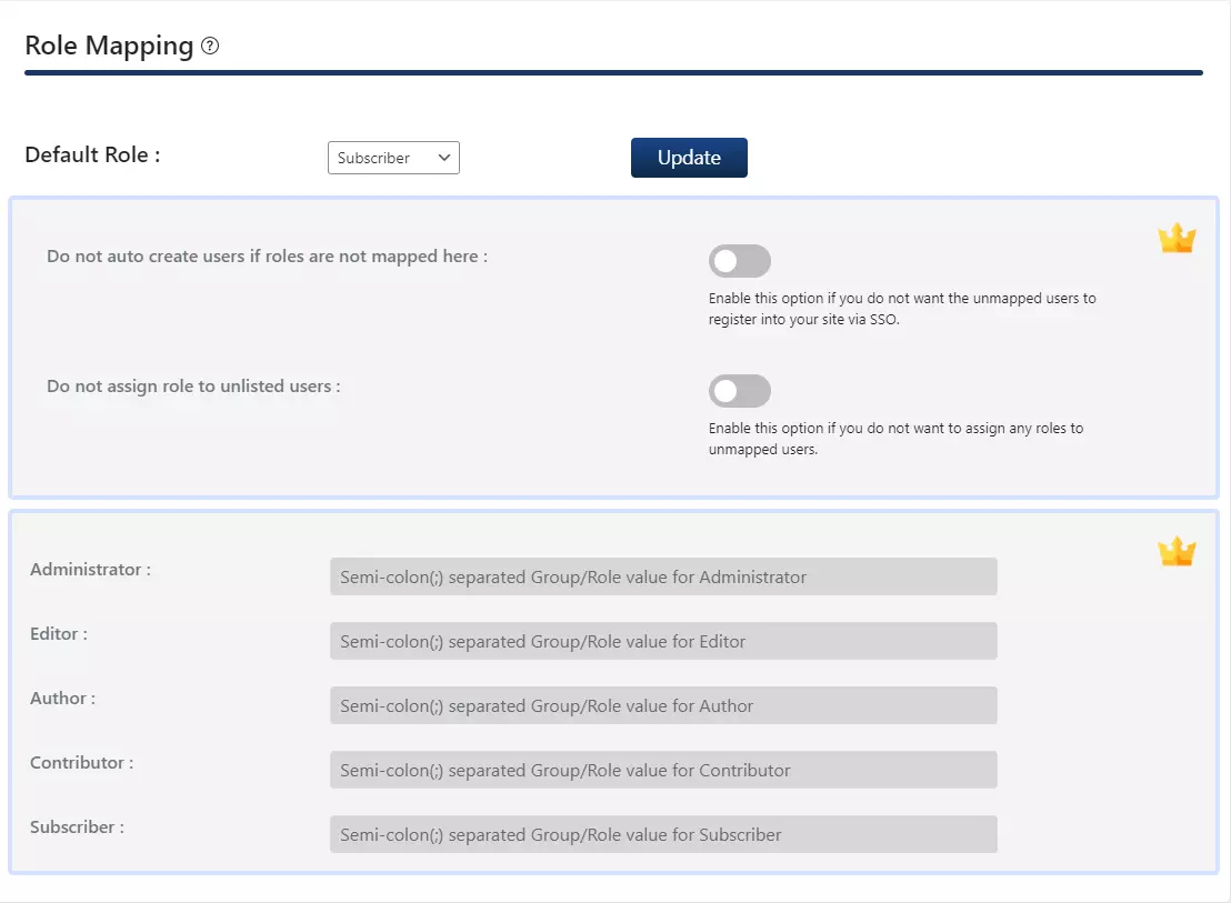 wWordPress SAML Single Sign-On (SSO) Login-role mapping