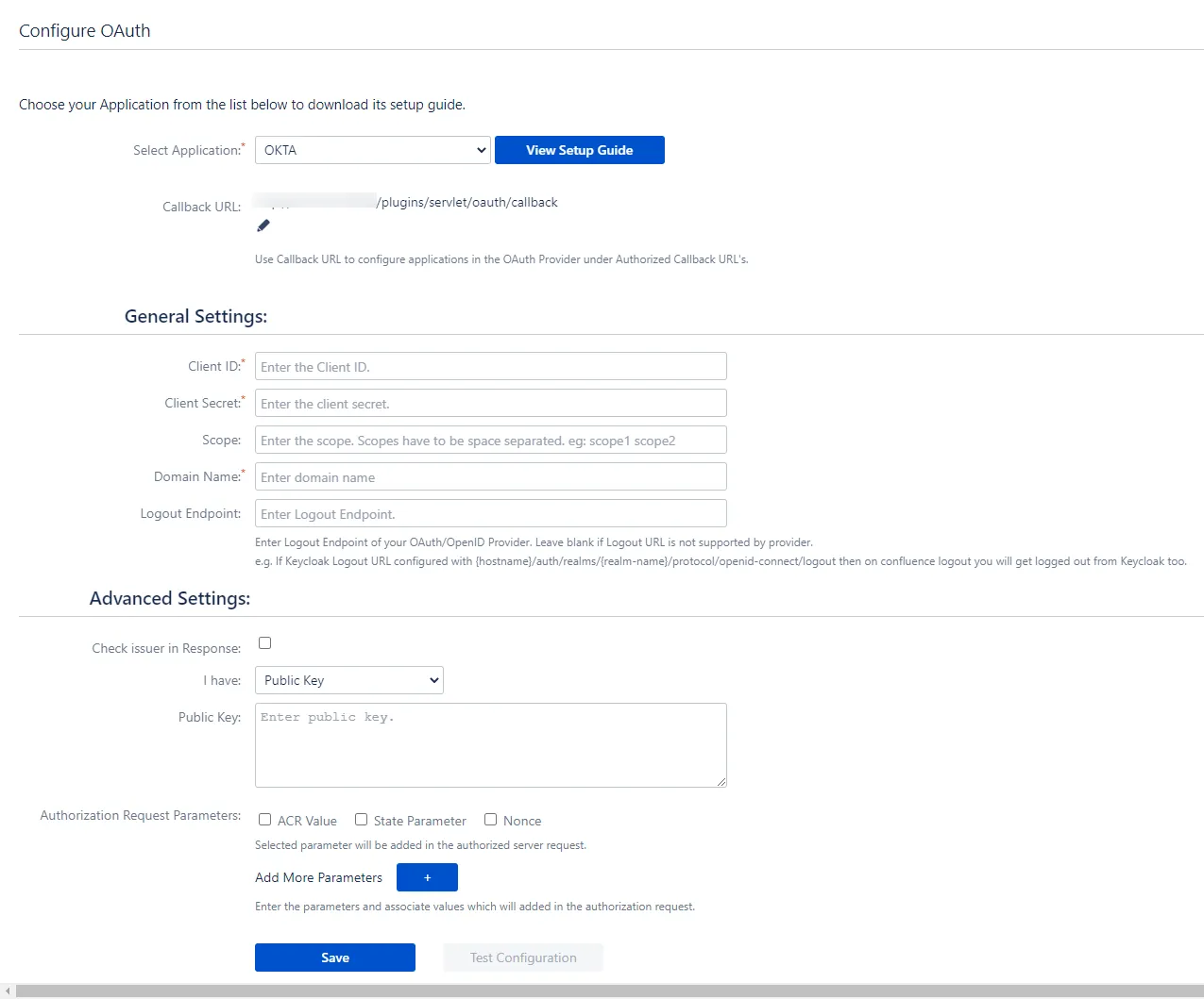 Confluence OAuth / OPenID Single Sign On (SSO) using Okta, Configuration