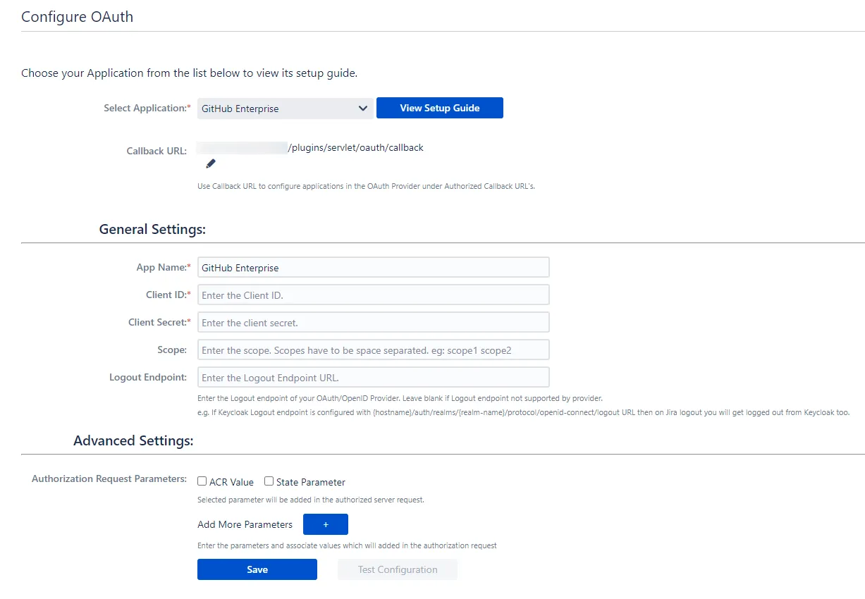 Jira OAuth / OpenID SSO using Github Enterprise Configure OAuth