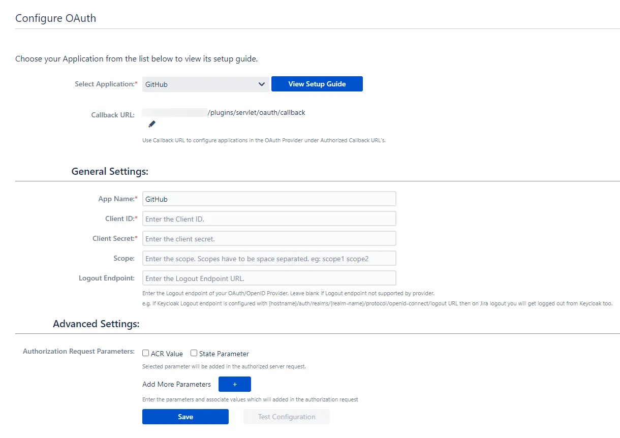 Jira OAuth / OpenID SSO using GitHub Configure OAuth