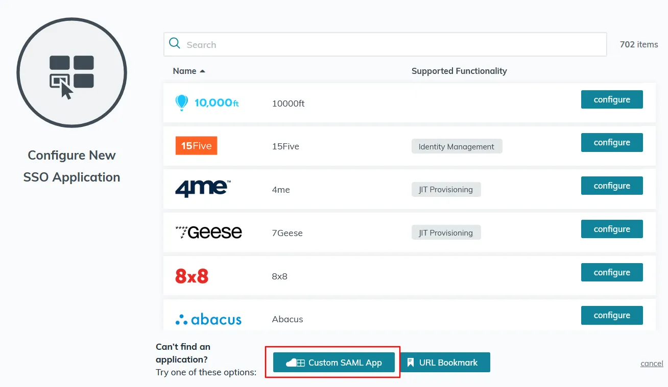 SAML Single Sign-On (SSO) using JumpCloud (IdP), Custom App