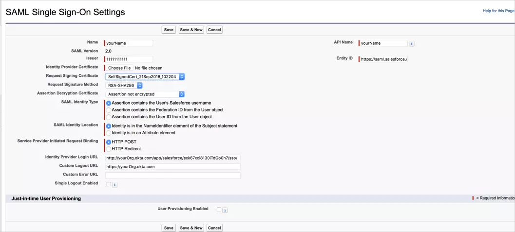 Shopify Salesforce SSO - Login into Salesforce using Shopify - save configuration