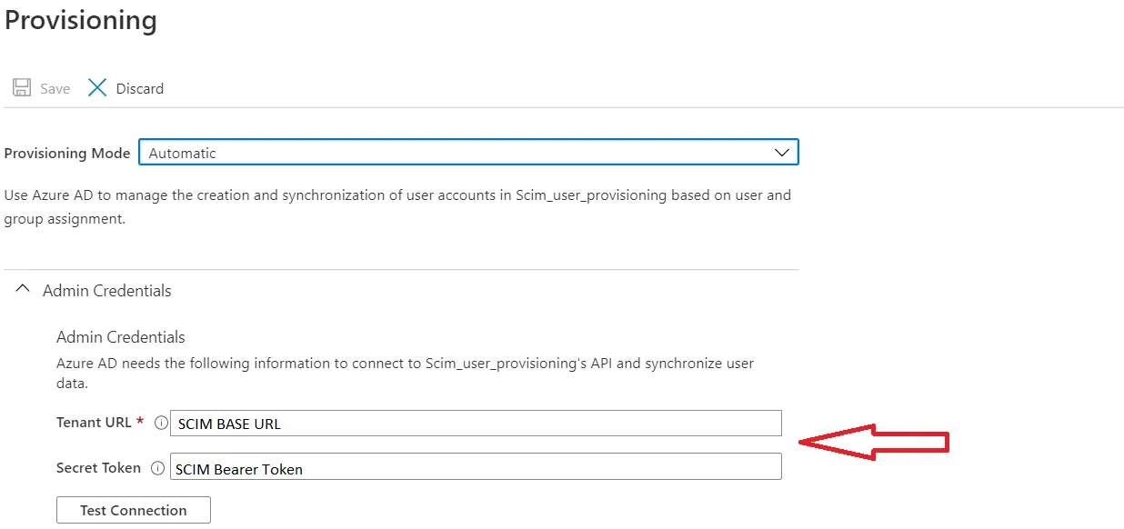 User provisioning with Azure AD of SCIM Standard chose Provisioning Mode Automatic