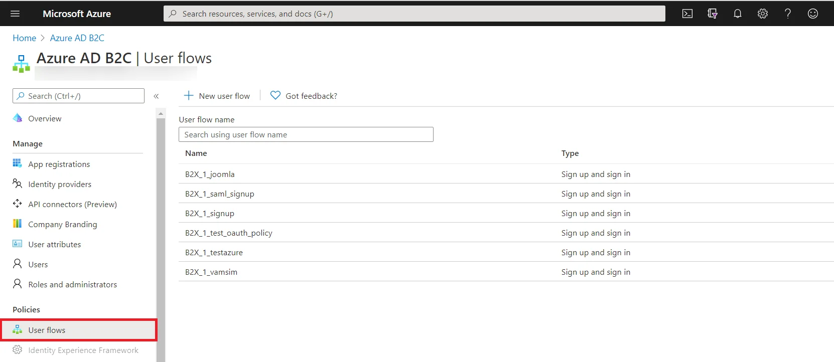 Azure AD B2C Shopify (SSO) - Configured Policy