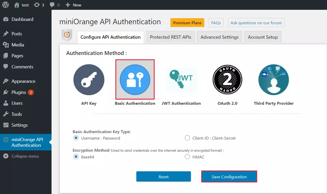 WordPress REST API Basic Authentication method using username and password