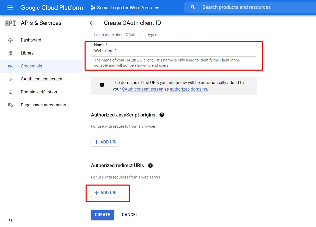Google WordPress social login authorized domains
