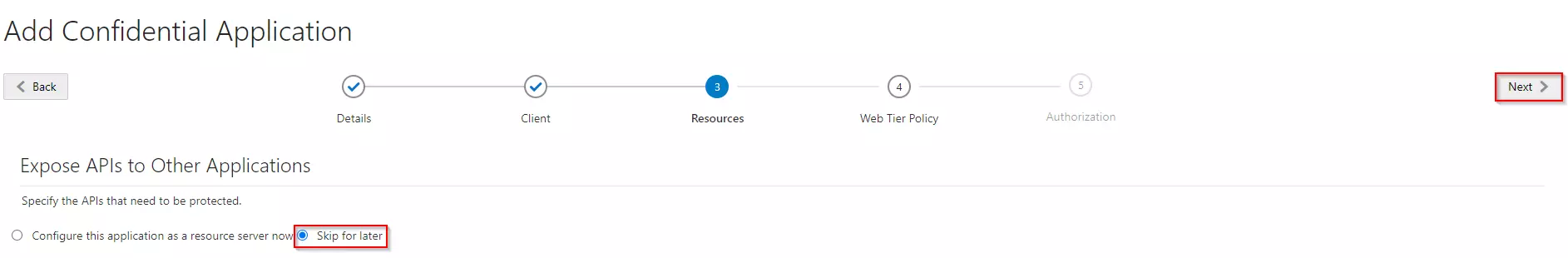 OAuth/OpenID/OIDC Oracle Cloud Single Sign On (SSO), Add resources