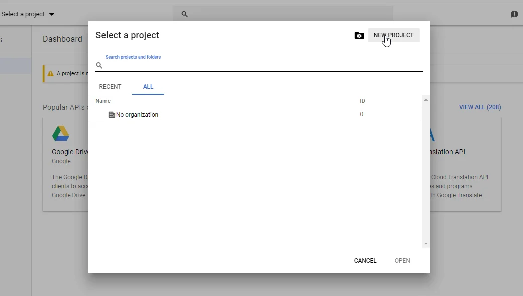 Shopify SSO - select project google oauth provider