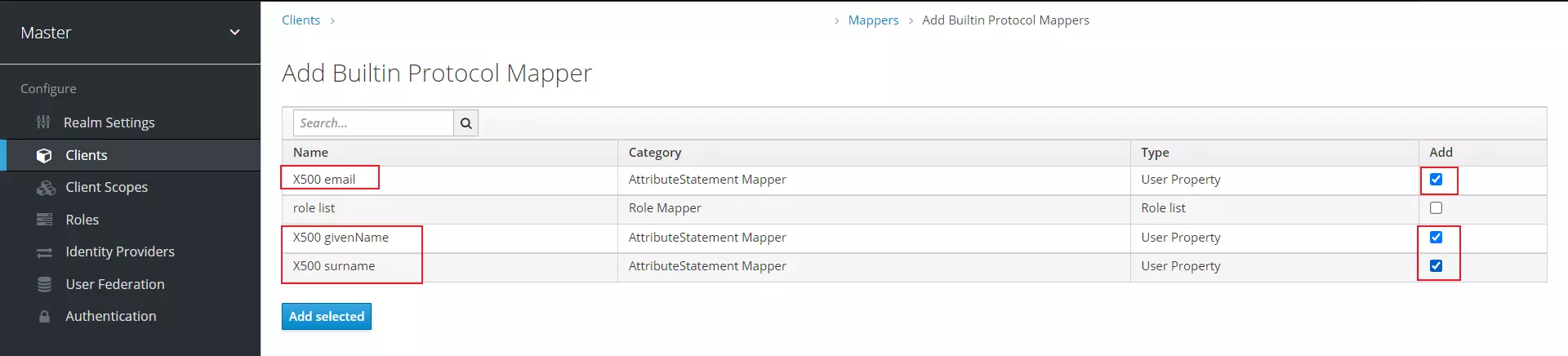 WordPress Keycloak Login | Add built-in protocol mapper 