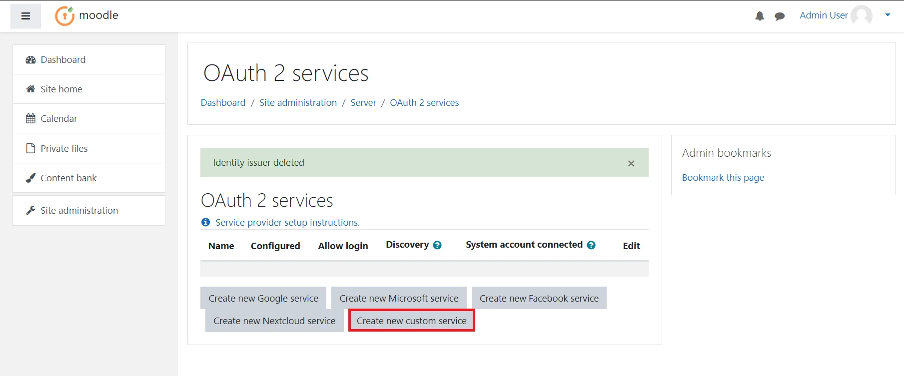 OAuth server Single Sign-On(SSO)WordPress- moodle create custom service