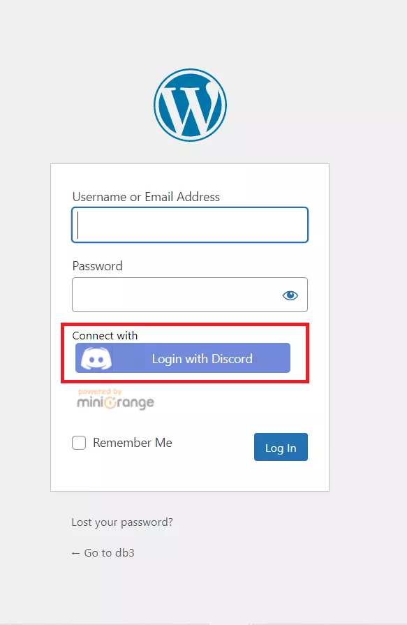 discord social login button on wordpress site login with discord