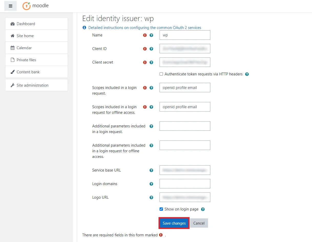 OAuth server Single Sign-On(SSO)WordPress- moodle enter credentials