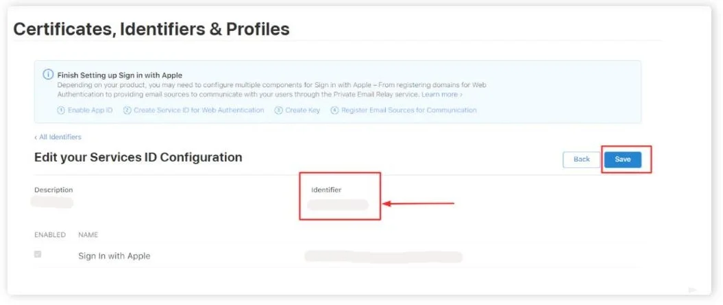 Apple SSO Login into Shopify - Verify details and copy Identifier value