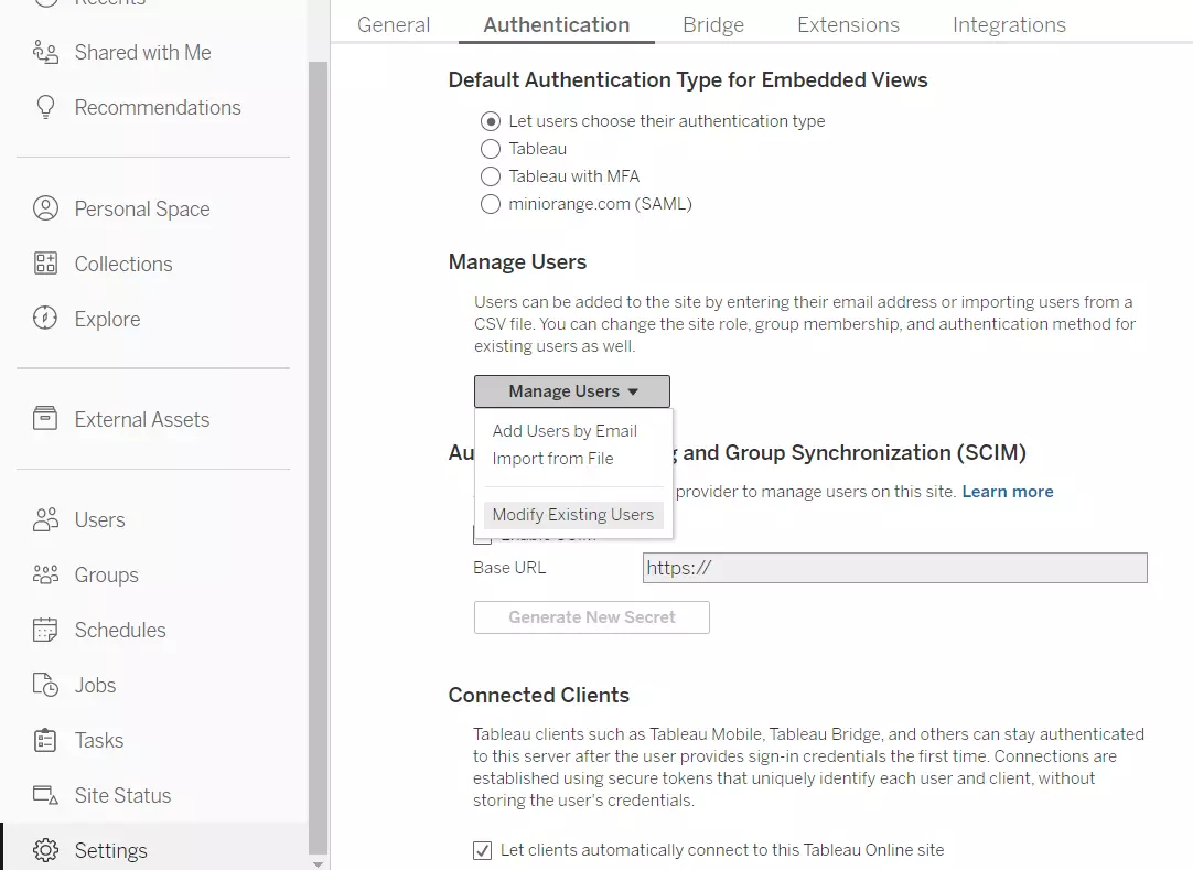 Manage Users - Tableau Online WP SSO | Tableau Online as SP for Login with WordPress (WP)