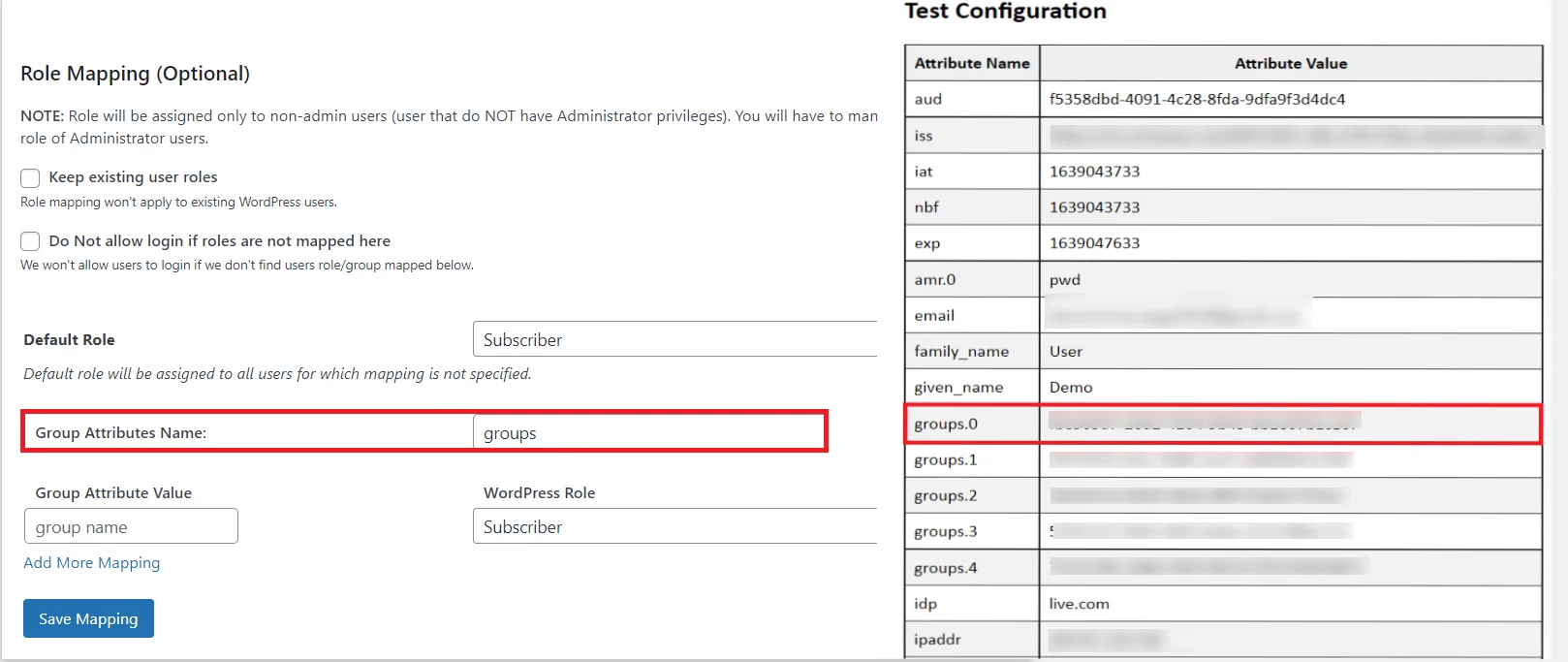 Login with Office 365 Single Sign-on (SSO) -role mapping