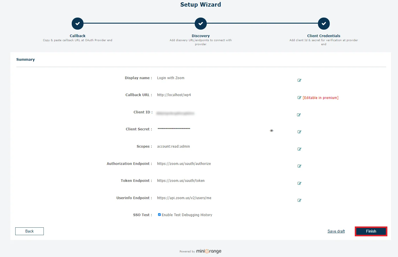 Zoom Single Sign-On (SSO) OAuth - Finish configuration