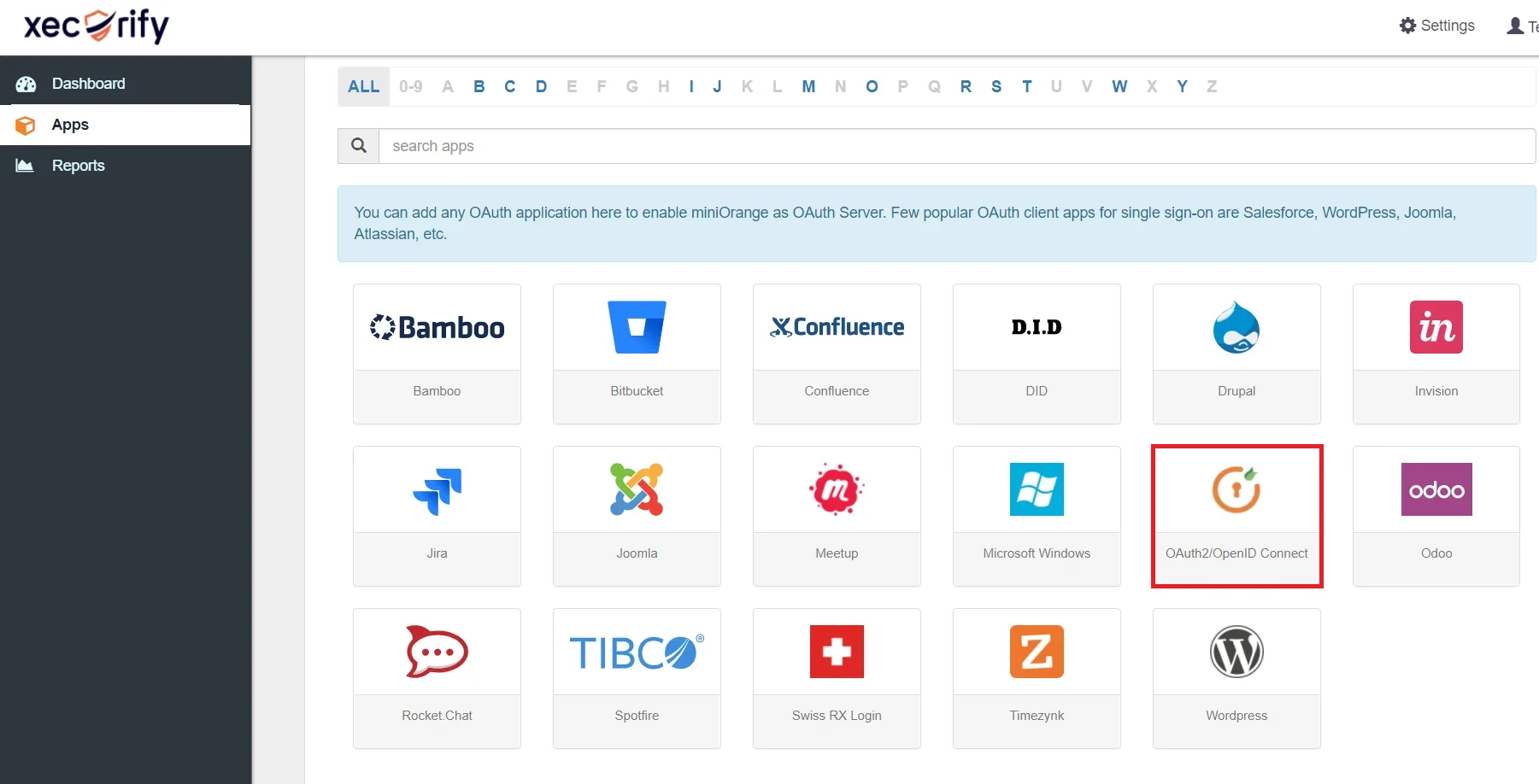 Shopify Single Sign-On (SSO)- select openidapp