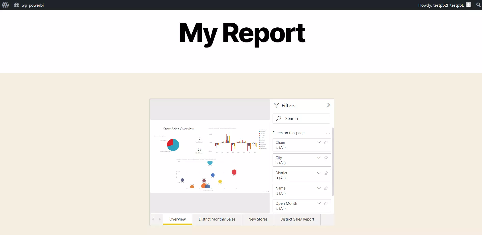 WP PowerBI Embed with row level security | visit powerbi report