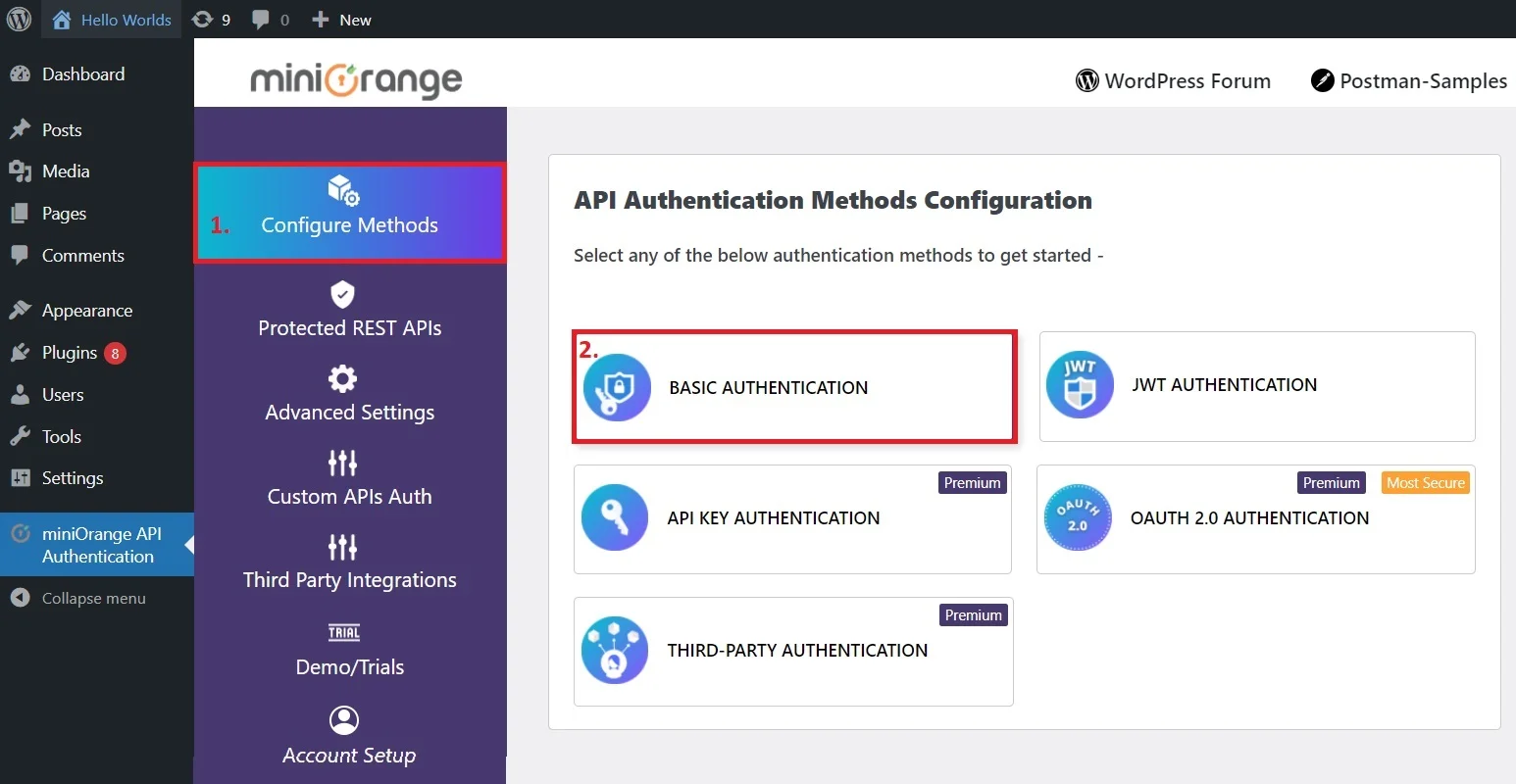 WordPress REST API Basic Authentication method using username-and-password