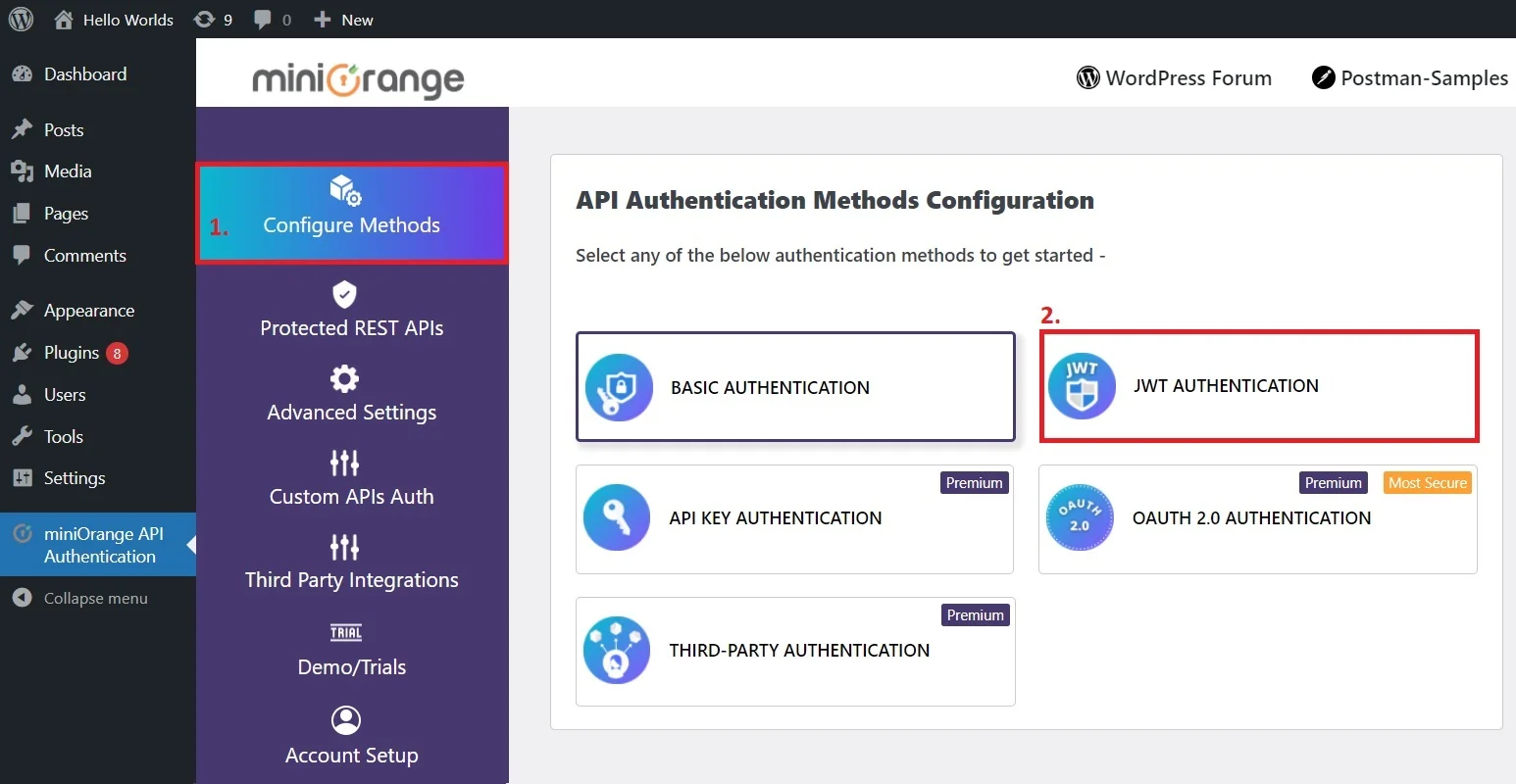 WordPress REST API jwt Authentication method 