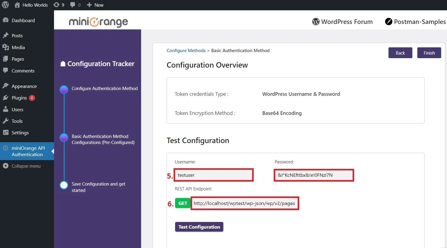 WordPress REST API Basic Authentication method using username-and-password