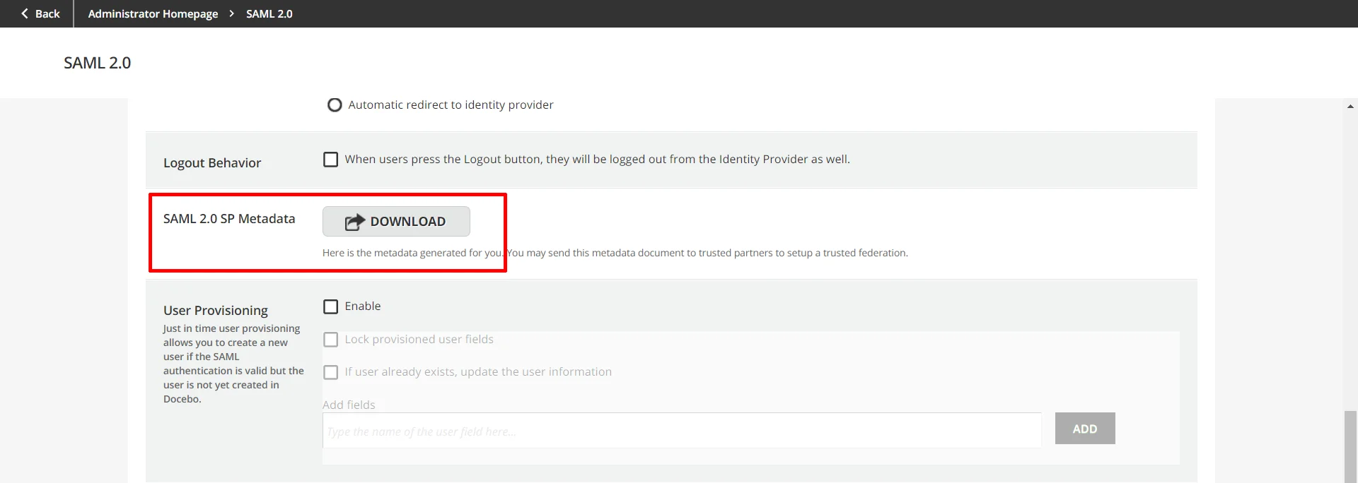 Docebo shopify sso using shopify as idp - download sp metadata