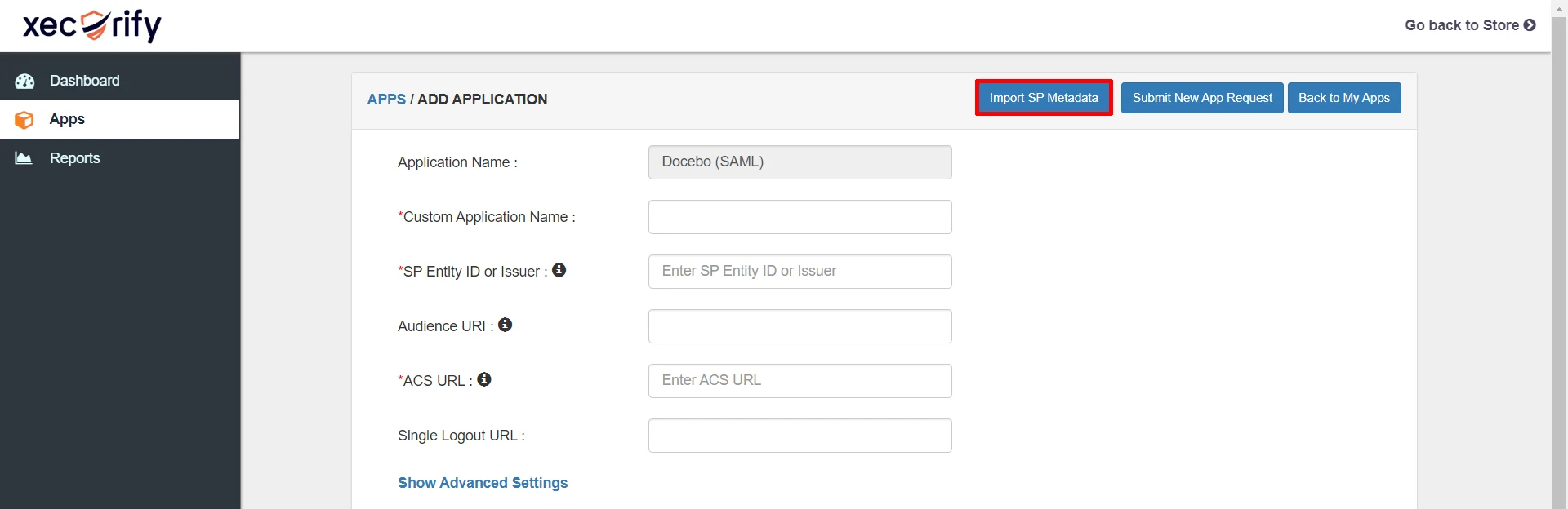 docebo shopify Single sign-on (SSO) - import SP metadata